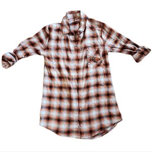 Oregon State Beavers Womens Long Roll Sleeve Button Up Tunic Shirt Small NWOT